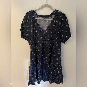 Navy Blue Floral Tshirt Dress (Old Navy, L)